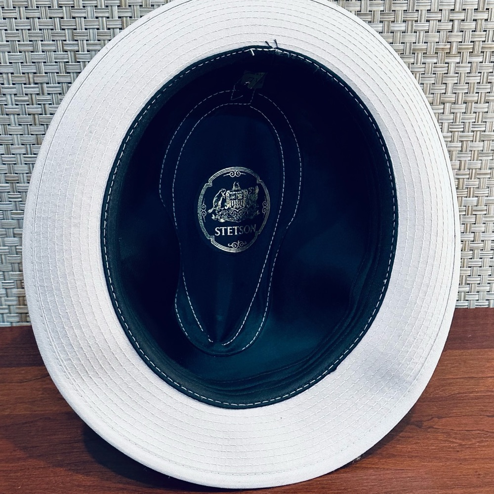🌟HP🌟VTG 1960s Stetson Khaki Fabric Water Repellent Fedora USA 7 1/4 - Picture 6 of 14